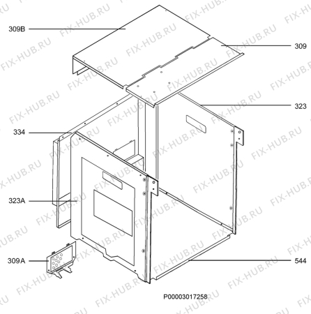 Взрыв-схема плиты (духовки) Electrolux EOB53000K - Схема узла Housing 001